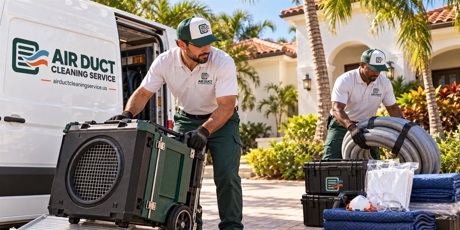 Air Duct Cleaning Service branded van and technicians in South Florida